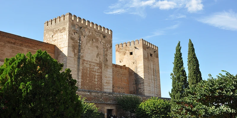 The Alcazaba fortress towers at the western end of the Alhambra