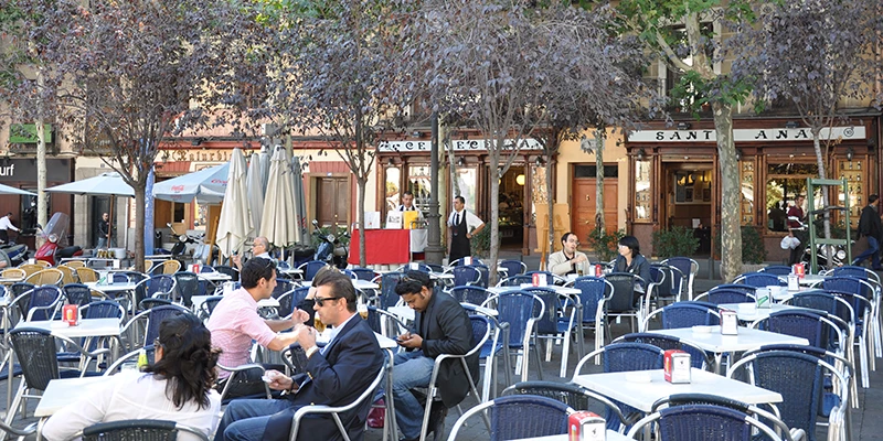 Calle de las Huertas and surrounding streets in Madrid's literary quarter