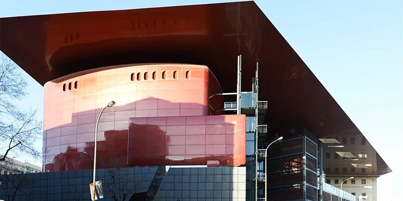 The Nouvel Building provides a stark contrast to the original structure