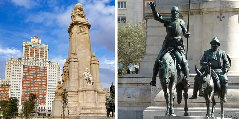 Plaza de España skyscrapers and Don Quixote statue