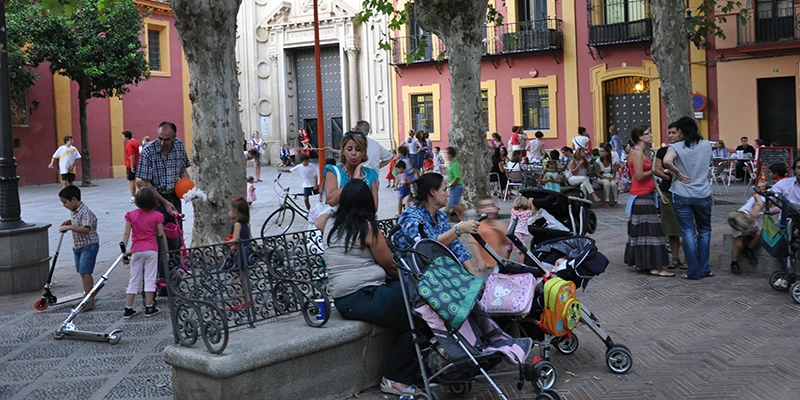 Plaza San Lorenzo in Seville with historic buildings and open square