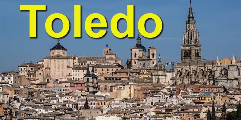 Toledo skyline with the Cathedral tower and Alcázar rising above historic rooftops