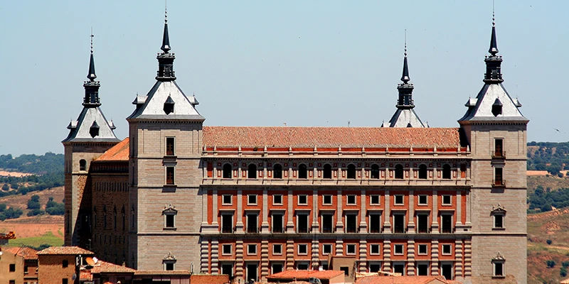 The massive Alcázar fortress rising above Toledo on the city's highest point