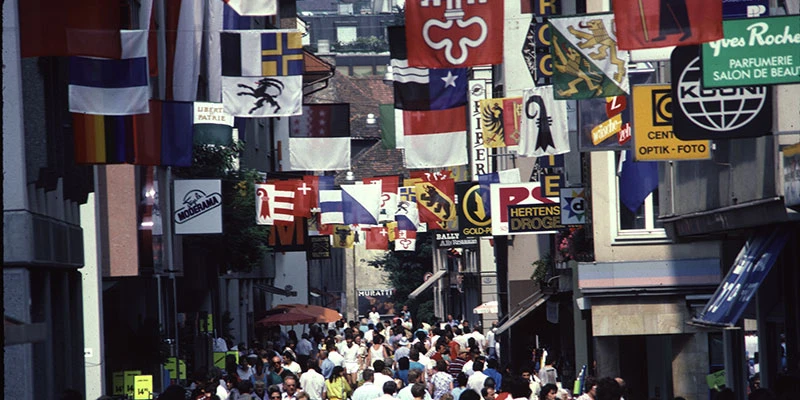 Lucerne old town flags