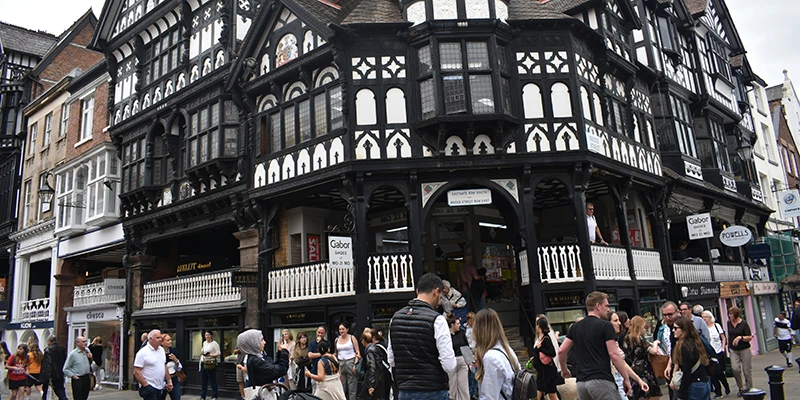 The Rows at the Cross in Chester, two levels of shops one above the other