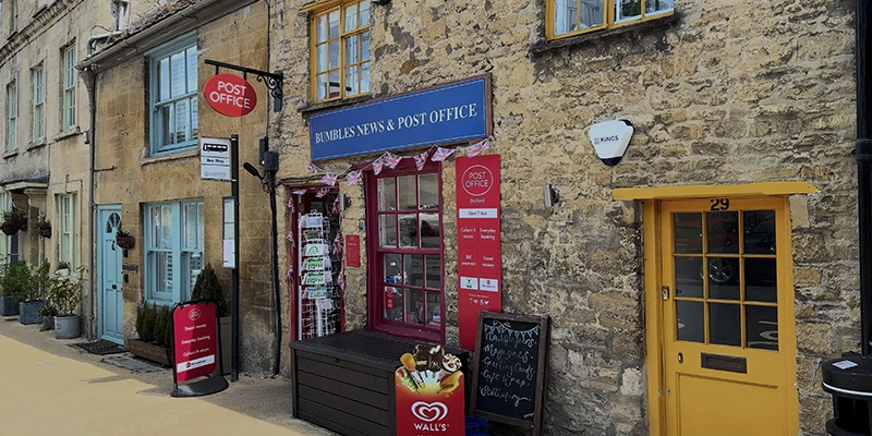 Shops along the lane with colorful signs