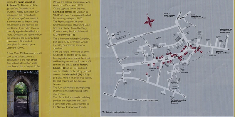 Local Chipping Campden town map showing main buildings