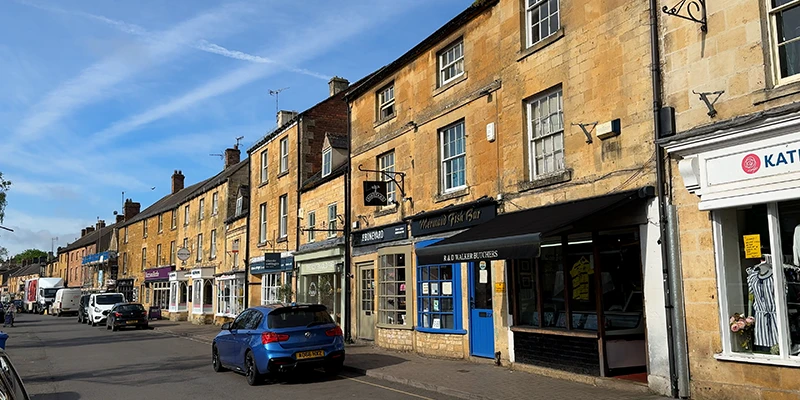 High Street shops including butchers and fishmonger