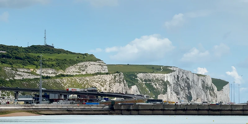 The White Cliffs of Dover seen from the beach and pier