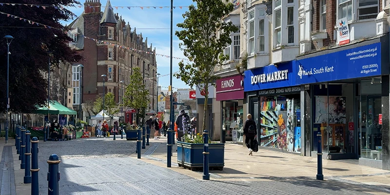 The pedestrian zone in Dover town center
