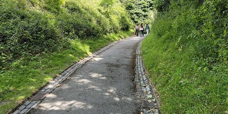The garden path leading up the hill to Dover Castle