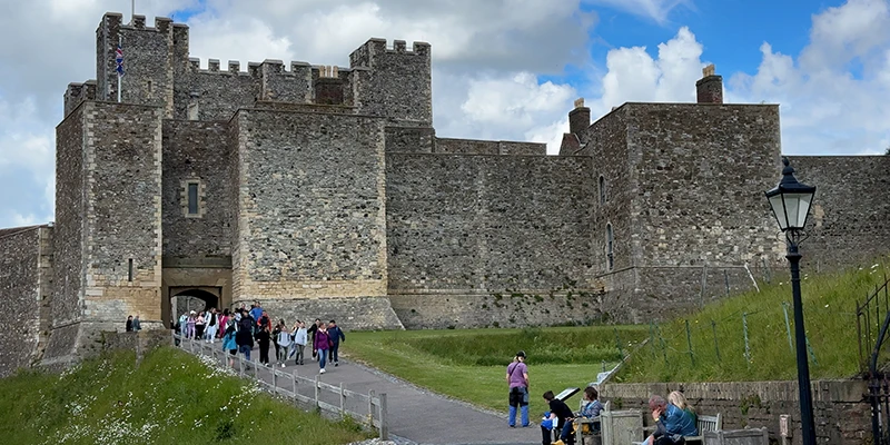 Visitors at the fortified gateway in the inner wall of Dover Castle