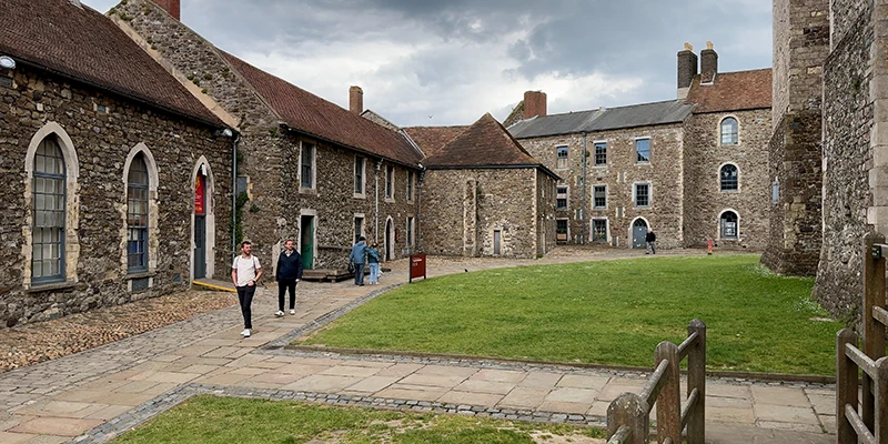 Stone buildings around the inner bailey at Dover Castle