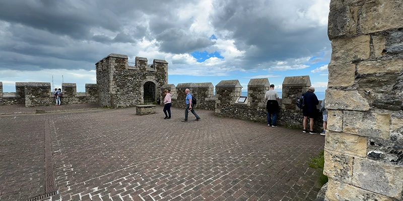 Visitors on the rooftop terrace of the Great Tower at Dover Castle