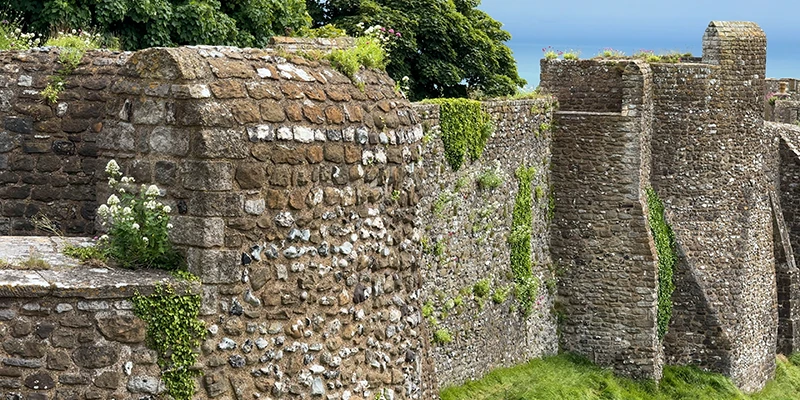Battlements along the wall at Dover Castle