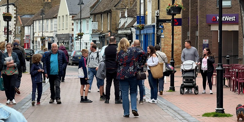 Shoppers on the pedestrian section of Market Street in Ely
