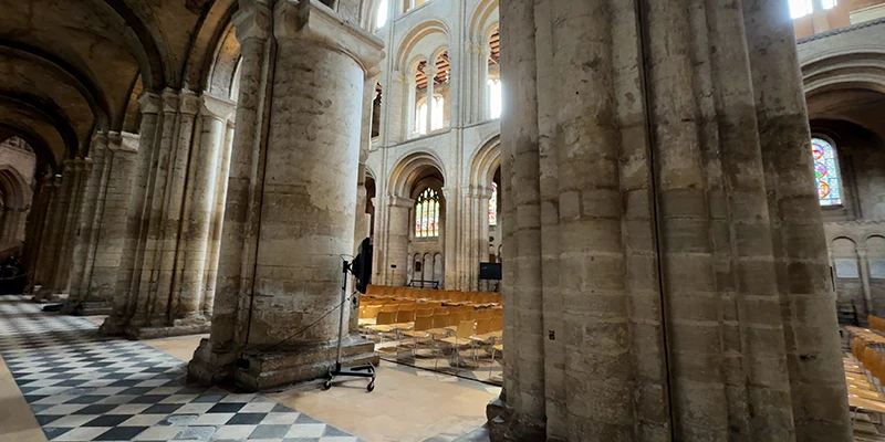 Alternating round and compound piers in the nave of Ely Cathedral
