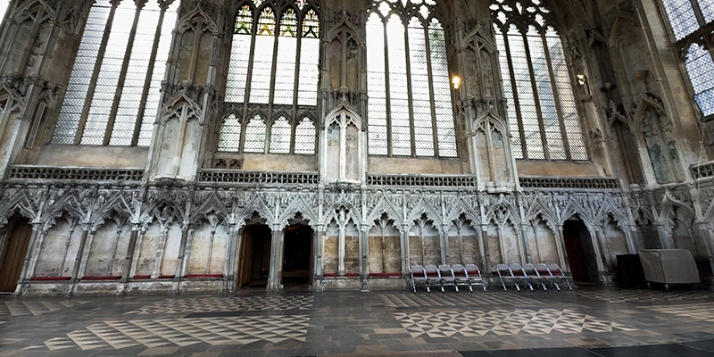 The wide bright interior of the Lady Chapel at Ely Cathedral