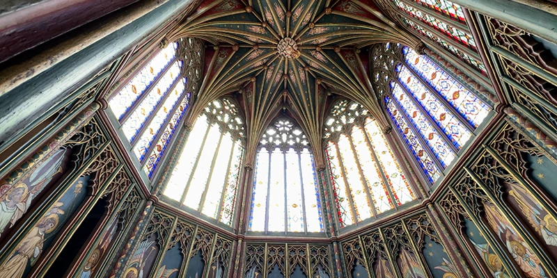 inside the dome of the top of Ely Cathedral