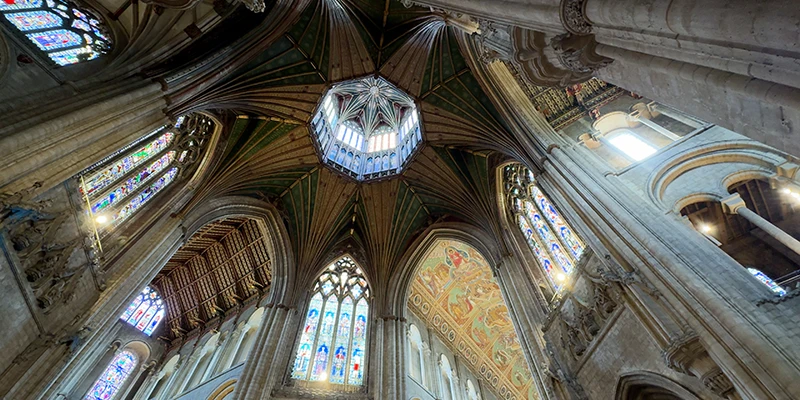 Looking up into the Octagon from the crossing of Ely Cathedral