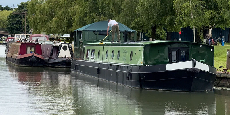 Narrowboats moored on the Great Ouse at Ely