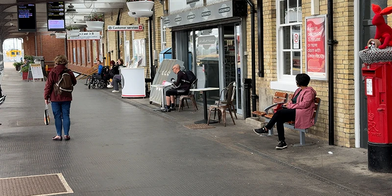 Shops near the entrance to Ely railway station