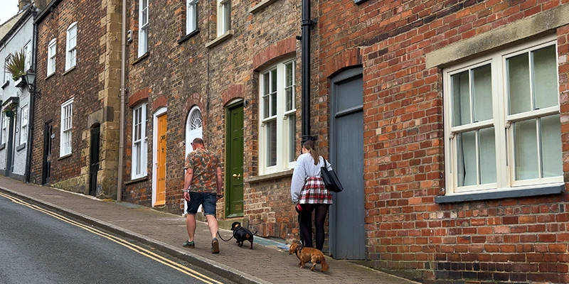 Brick houses on Kirkgate, the residential street leading down to the river