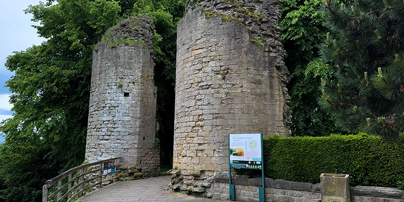The round towers surviving at Knaresborough Castle