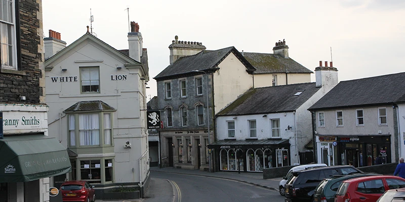 The White Lion and neighbouring buildings on Market Place, Ambleside