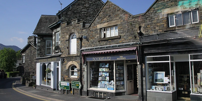 Historic shopfronts in the center of Bowness