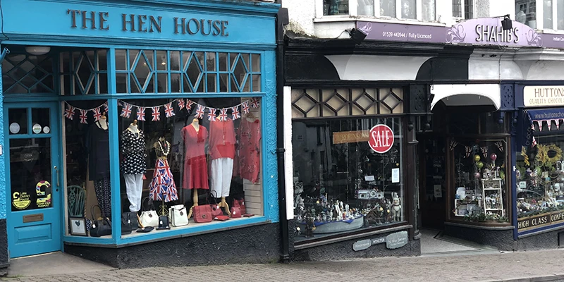 The Hen House and other colorful shopfronts in Bowness