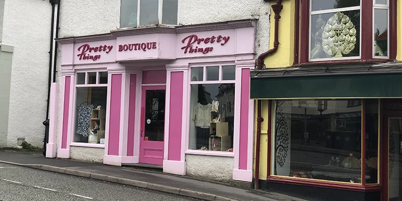 The pink Beauty Boutique shopfront in Bowness