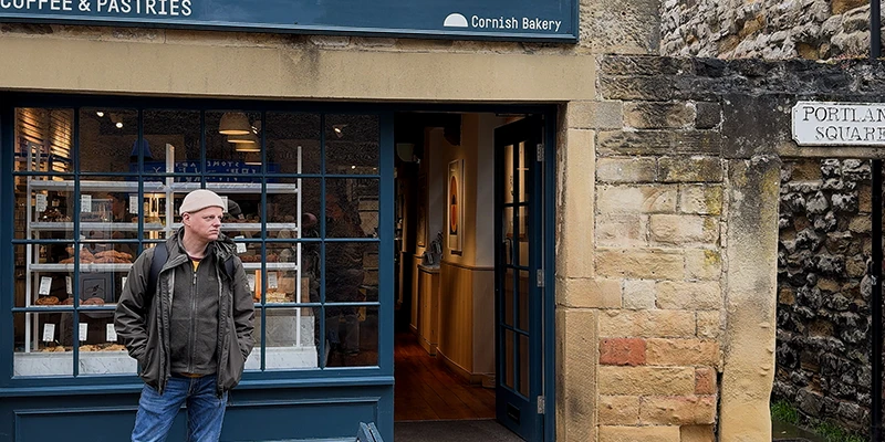A bookshop and stone shopfronts in Bakewell