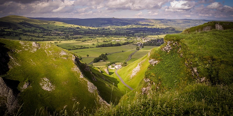 The Hope Valley and Great Ridge seen from the hills above Castleton