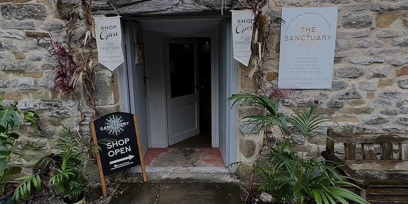 The Sanctuary shop doorway in Eyam