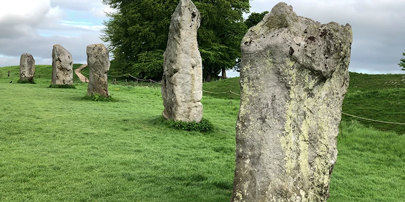 Stones of the Avebury circle in the open field