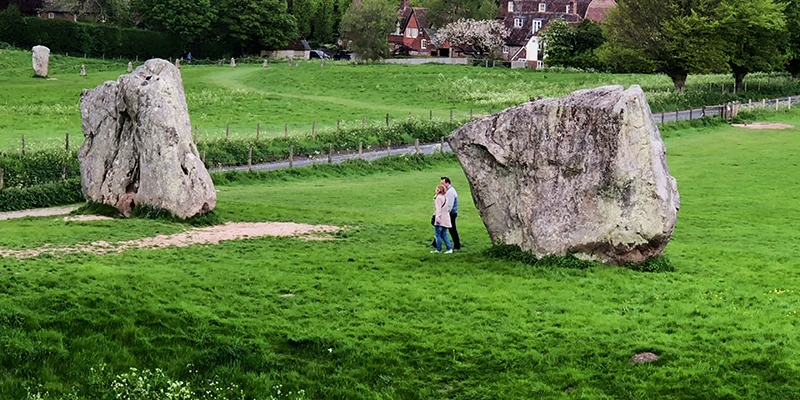 Standing stones and grass bank at Avebury