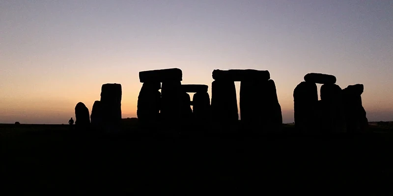 Stonehenge silhouetted at dusk