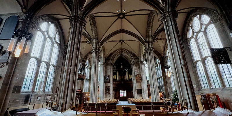 The Perpendicular Gothic choir of St Mary's Church, Warwick, with its flying-rib vault