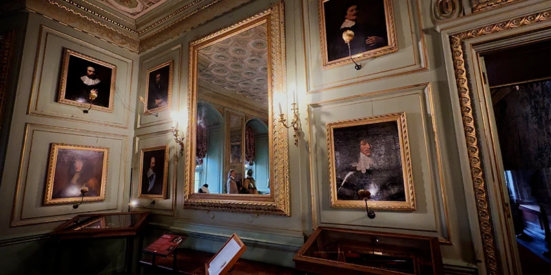 One of the state rooms along the river side of Warwick Castle
