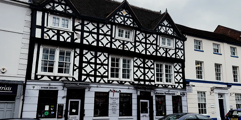 The galleried courtyard of the Lord Leycester Hospital in Warwick