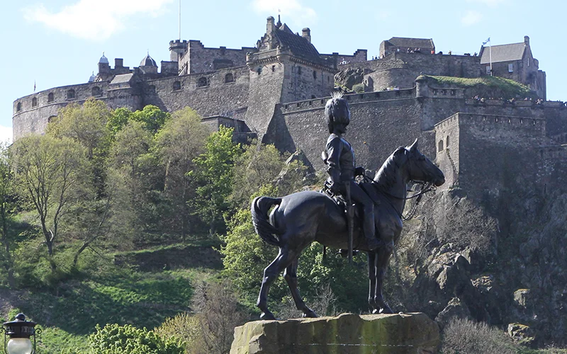 Edinburgh Castle on its rock above the gardens