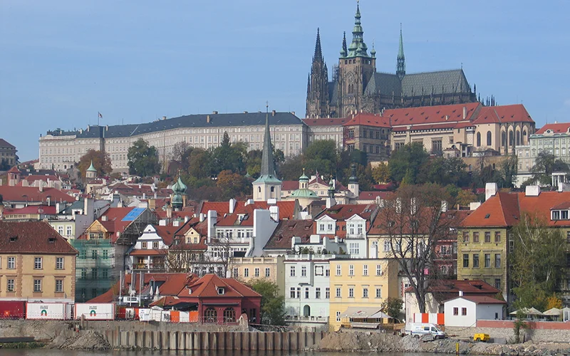 Prague Castle and St Vitus Cathedral above the river