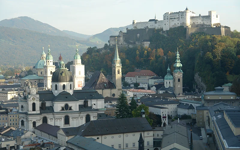 Salzburg with its fortress on the hill above the old town