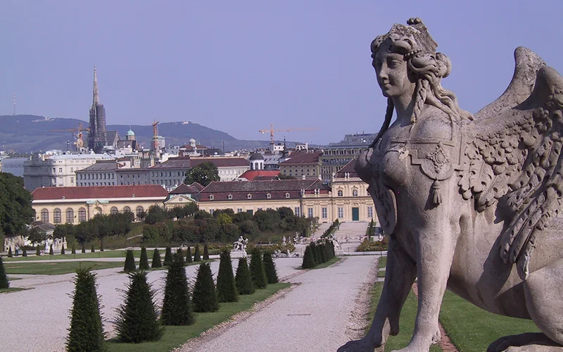 Gardens and sculpture at the Belvedere palace in Vienna