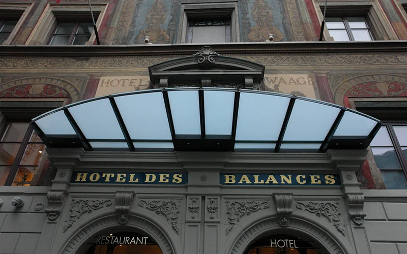 Facade of the Hotel des Balances in Lucerne