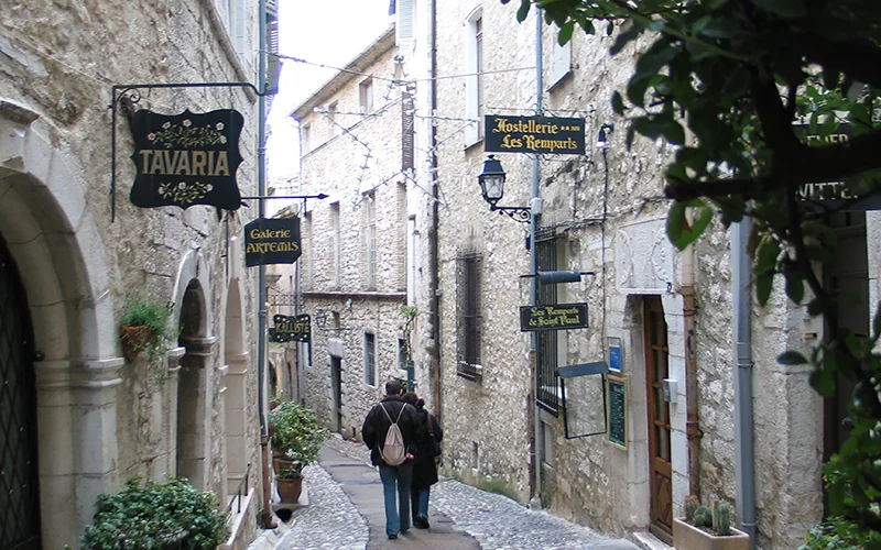 Stone lane in the hill village of Saint-Paul-de-Vence