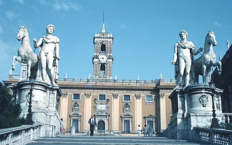 The Campidoglio in Rome with the statues of Castor and Pollux