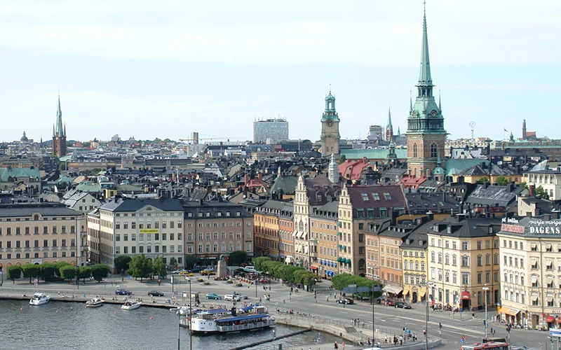 Panorama of Stockholm with the old town across the water