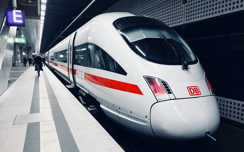 Nose of a German ICE train at a platform